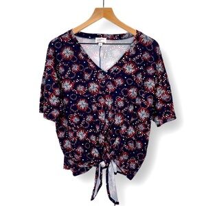 Liberty Park Fireworks Tie Front Top Large